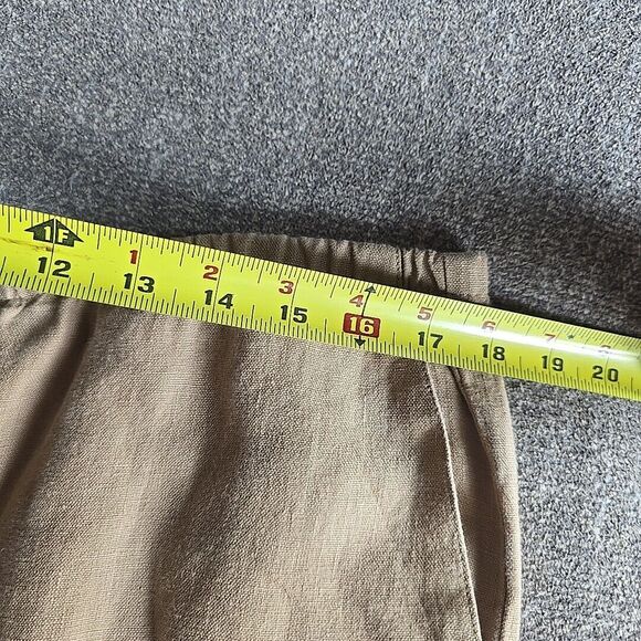 J Jill Love Linen Large Tan Elastic Waist Pull On Wide Leg Ankle Pants Pockets - Picture 4 of 6
